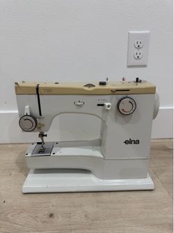 Elna TSP Swiss Sewing Machine Vintage White Beige Untested