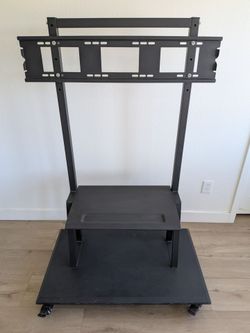 Heavy Duty Rolling TV Floor Stand Cart with Shelf & Locking Wheels – Missing TV Hook Clips