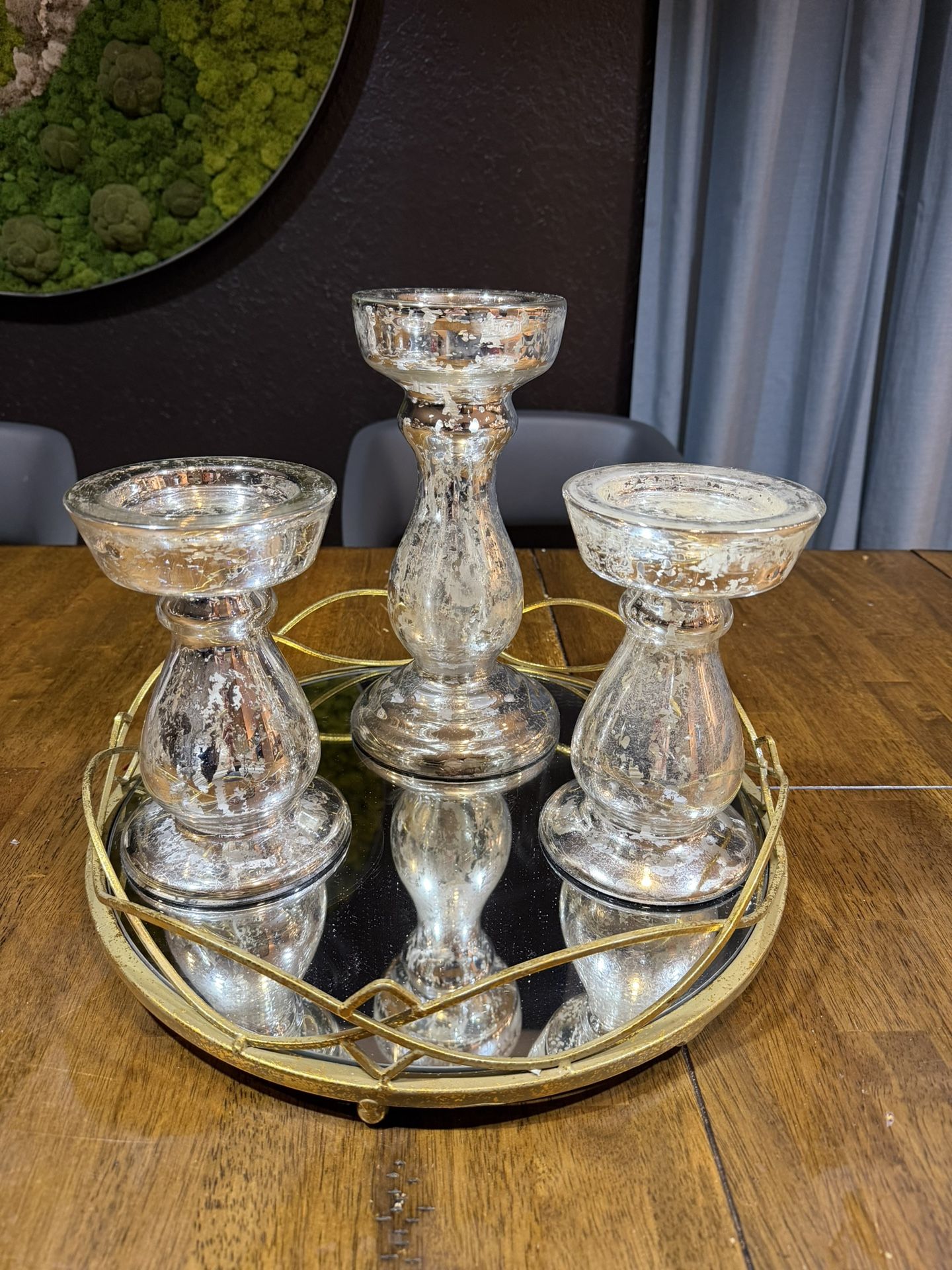 Tray And 3 Party Light Candle Holders