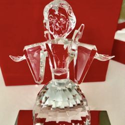 Set Of Two Cut Crystal Angel On Silver Metal Base Can Also Be Used As A Stocking Holder  Stunning And Sparkly 