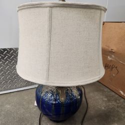 Blue Ceramic Ginger Jar Table Lamp with Shade