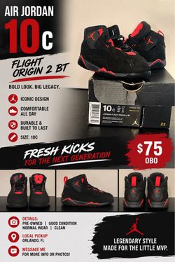 Jordan Flight Origin 2 BT – Size 10C ($75 OBO)