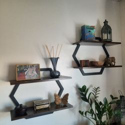 Hexagonal Floating Shelves - NEW & ASSEMBLED