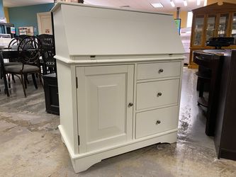 Cream Secretary Desk w/ Power Strip