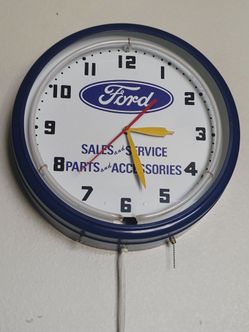 Original Ford Dealership Neon Clock