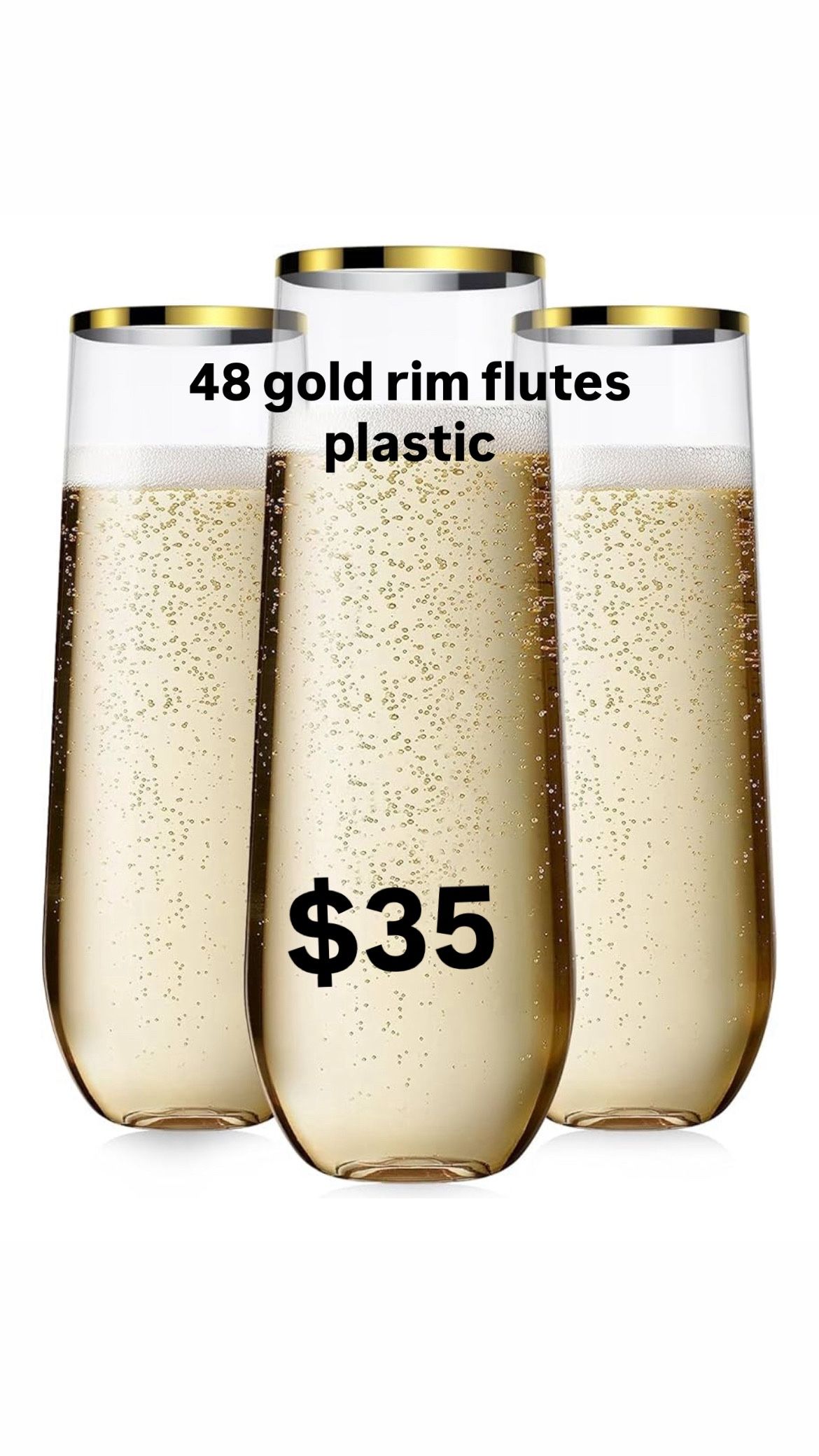 48 Champagne Plastic Flutes NEW IN BOX