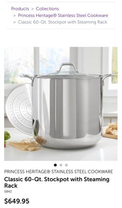 PRINCESS House Classic 60-Qt. Stockpot w/Steaming Rack -NEW