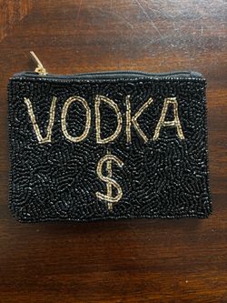 Beaded Vodka $ Zip Coin Pouch