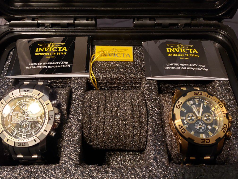 Men's Invicta watches and 3 slotted case