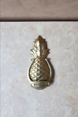 Vintage Solid Brass Pineapple "Welcome" Door Knocker - Mid-Century/Boho Decor