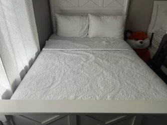Farmhouse style bed frame mattress and box spring included and mattress covers
