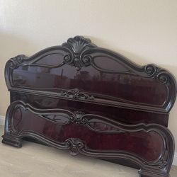 Vintage Italian Real Cherry Brown Wood Bed Set, Delivery Available 