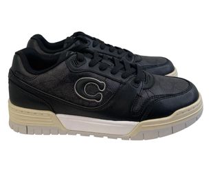 Coach Soho Sneakers Mens 10 10D Black Charcoal Signature Coated Canvas NEW!