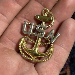 WWII Sterling Silver Navy Anchor Pin Acid Test Rare 