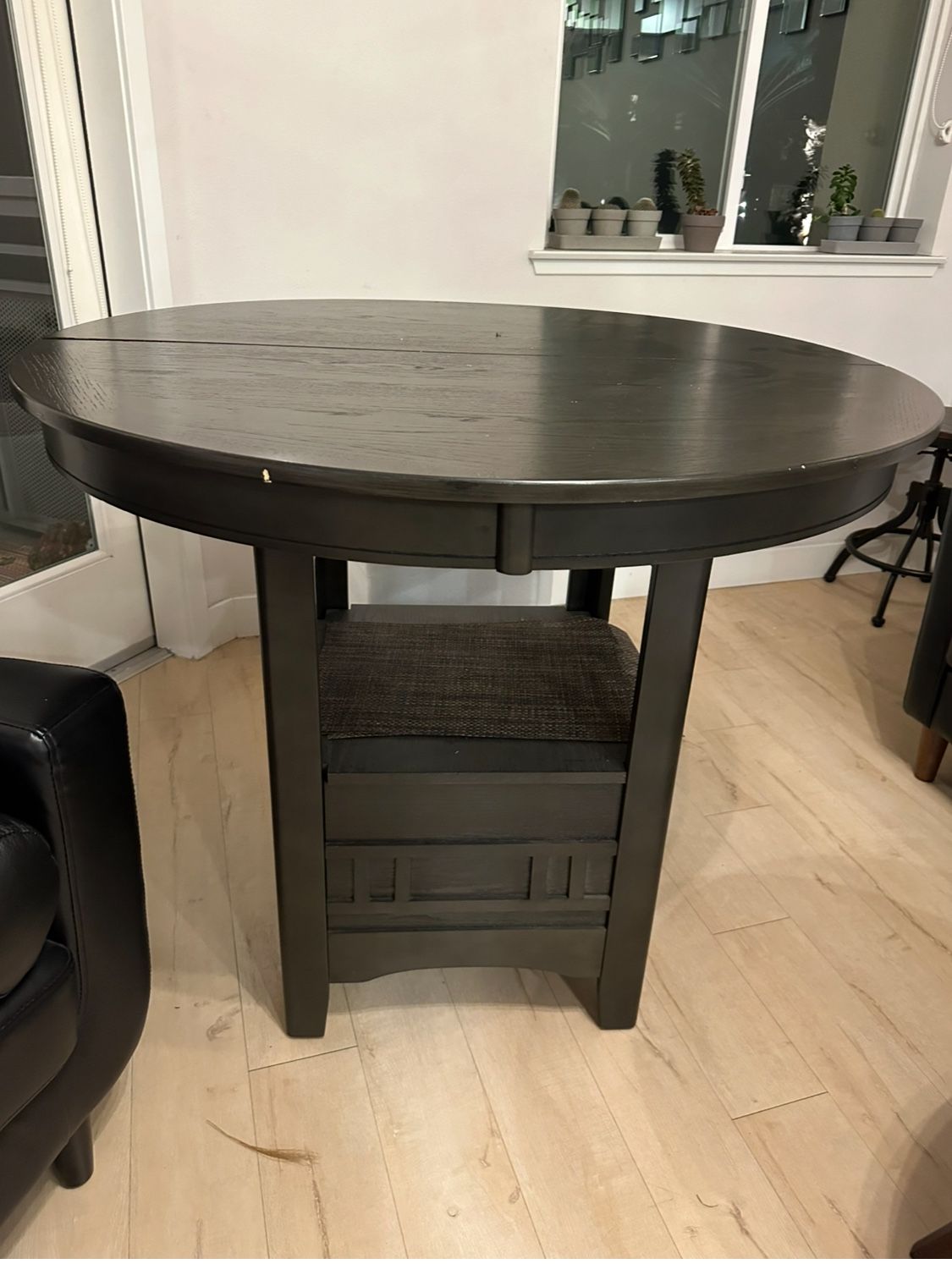 High dining circle table with drawer storage