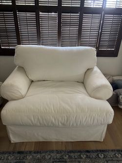Oversized White Slipcovered Armchair