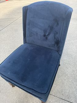 Navy Blue Upholstered Game / Card Table Chair with Casters