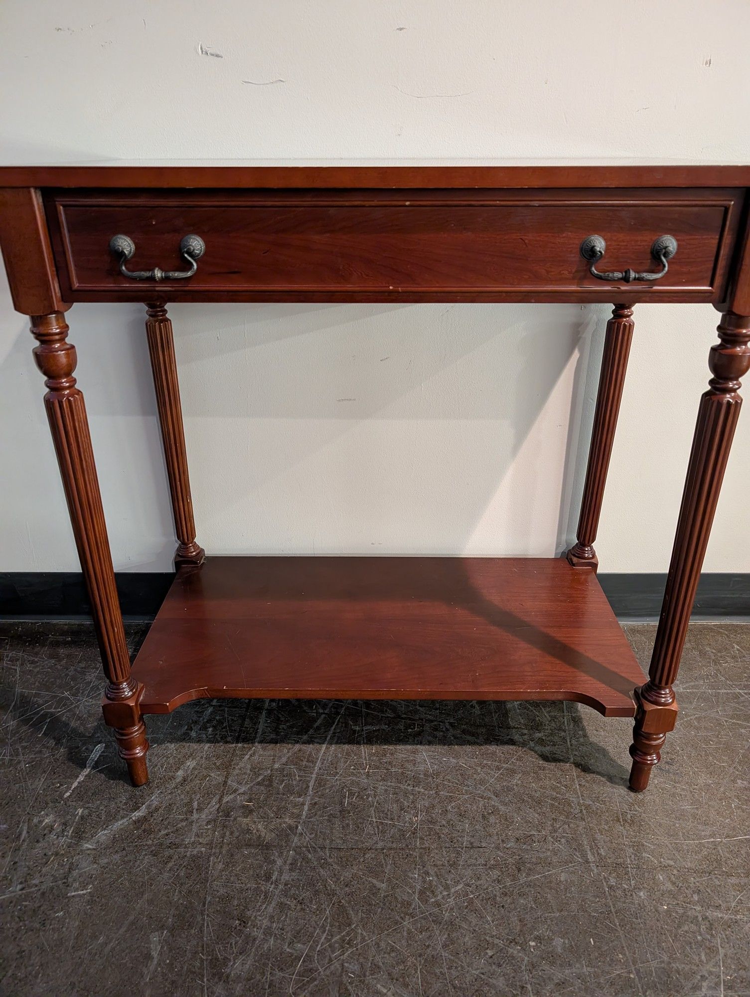 Bombay Company Classic Dark Wood Accent Table with Drawer and Shelf