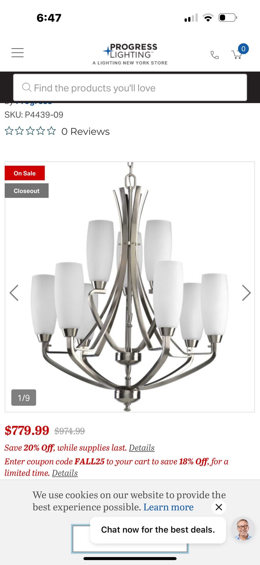 BRAND NEW IN BOX PROGRESS LIGHTING P4439-09 WISTEN CHANDELIER 27-Inch Diameter x 33-3/8-Inch Height, BRUSHED NICKEL