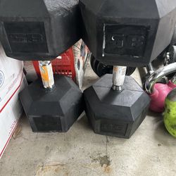 New pair of 85lb rubber dumbbells
