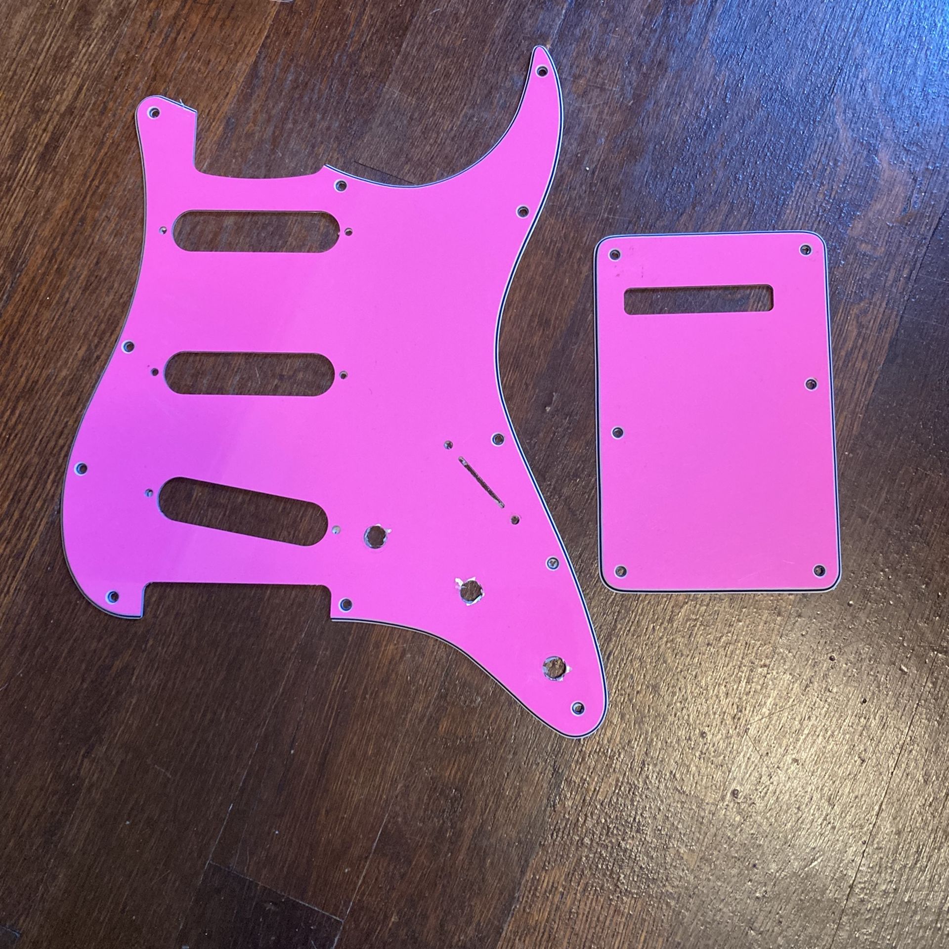 Neon Pink Guitar Strat Pick Guard and Back Plate