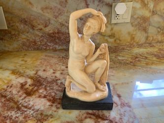 A. Santini Italian Vintage Nude Venus Taking Bath, Marble Composite Sculpture On Marble Base, Gorgeous Piece Of Art. Pick Up Only. Cash Only.  