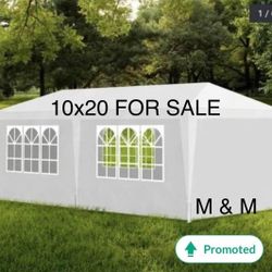 10'x20' Outdoor Canopy Party Wedding Tent White Gazebo Pavilion with 6 Side Walls, 