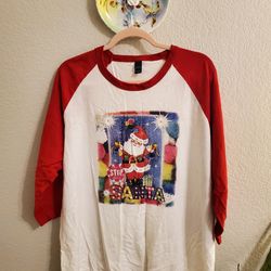 Women's Christmas-themed raglan tee by Tultex in size XL