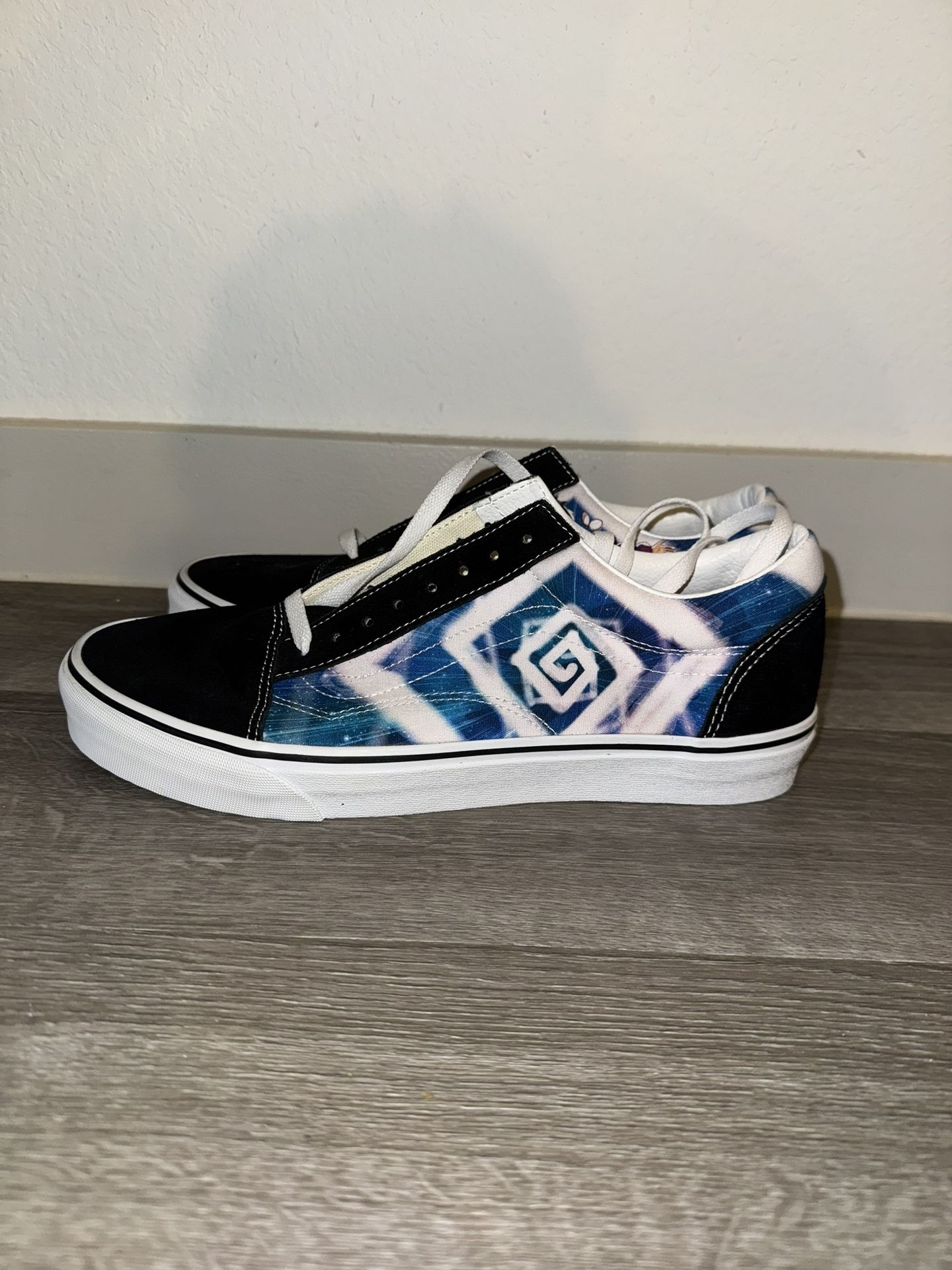 NEW Vans Old Skool Skate Shoes Karl Jacobs Black/White/Blue Off The Wall Sz 11