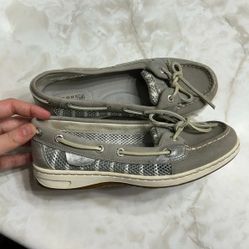 Sperry  Grey &amp; Silver Top Sided Shoes
