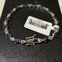 925 Silver Bracelet With Blue Sapphire (5- 1/4 ct. t.w.), Size 7 1/2”, purchased at Macys, beyond 60 day return policy to take it back, $250 At Macys