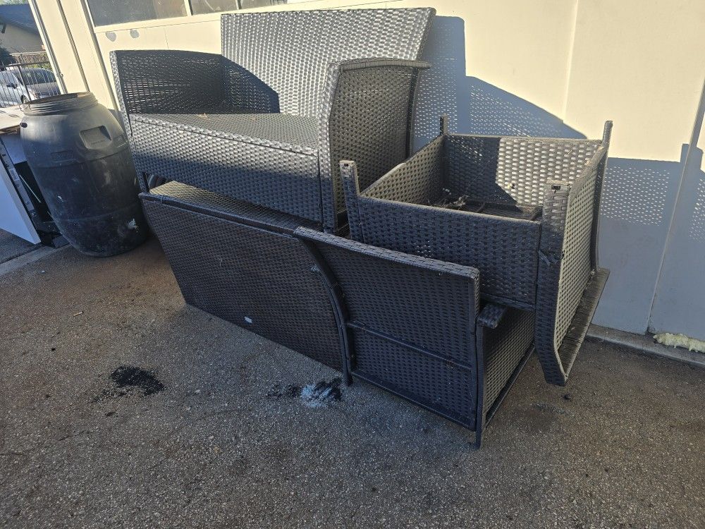 Wicker Cabinet, Bench, 2 Chairs & Table Not Pictured All For $100