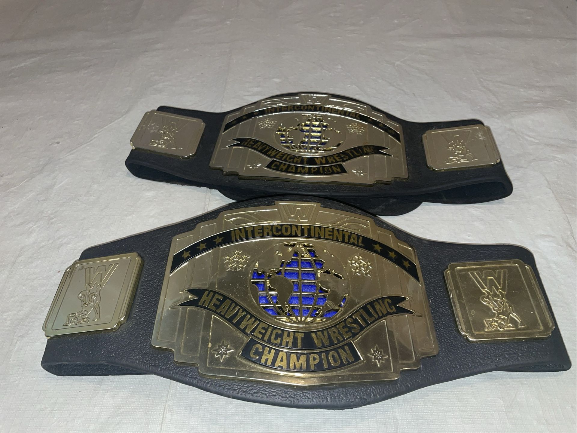 2 WWE Intercontinental Championship Title Belt Kids Jakks 2004 Toy Black Wwf