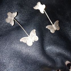 Sterling Silver Two In One Butterfly Earrings
