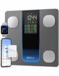 "RENPHO Smart Scale for Body Weight, Weight Scale with ""7-in-1 Large Display for BMI, Body Fat, Muscle Mass, 13 Body Composition, High Accurate Bluet
