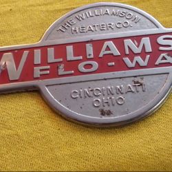 Vintage The Williamson Heater Co. Aluminum Logo Badge - Emblem