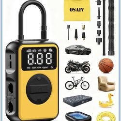 Tire Inflator Portable Air Compressor Cordless with Pressure Gauge and Auto Shut-Off Function, 2-in-1 Air Pump - 150 PSI for Car Bike Tires & 4.0 kPa