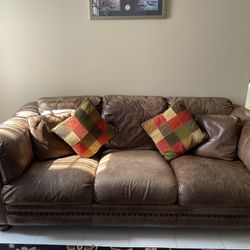 Leather/Suede Couch And Love Seat