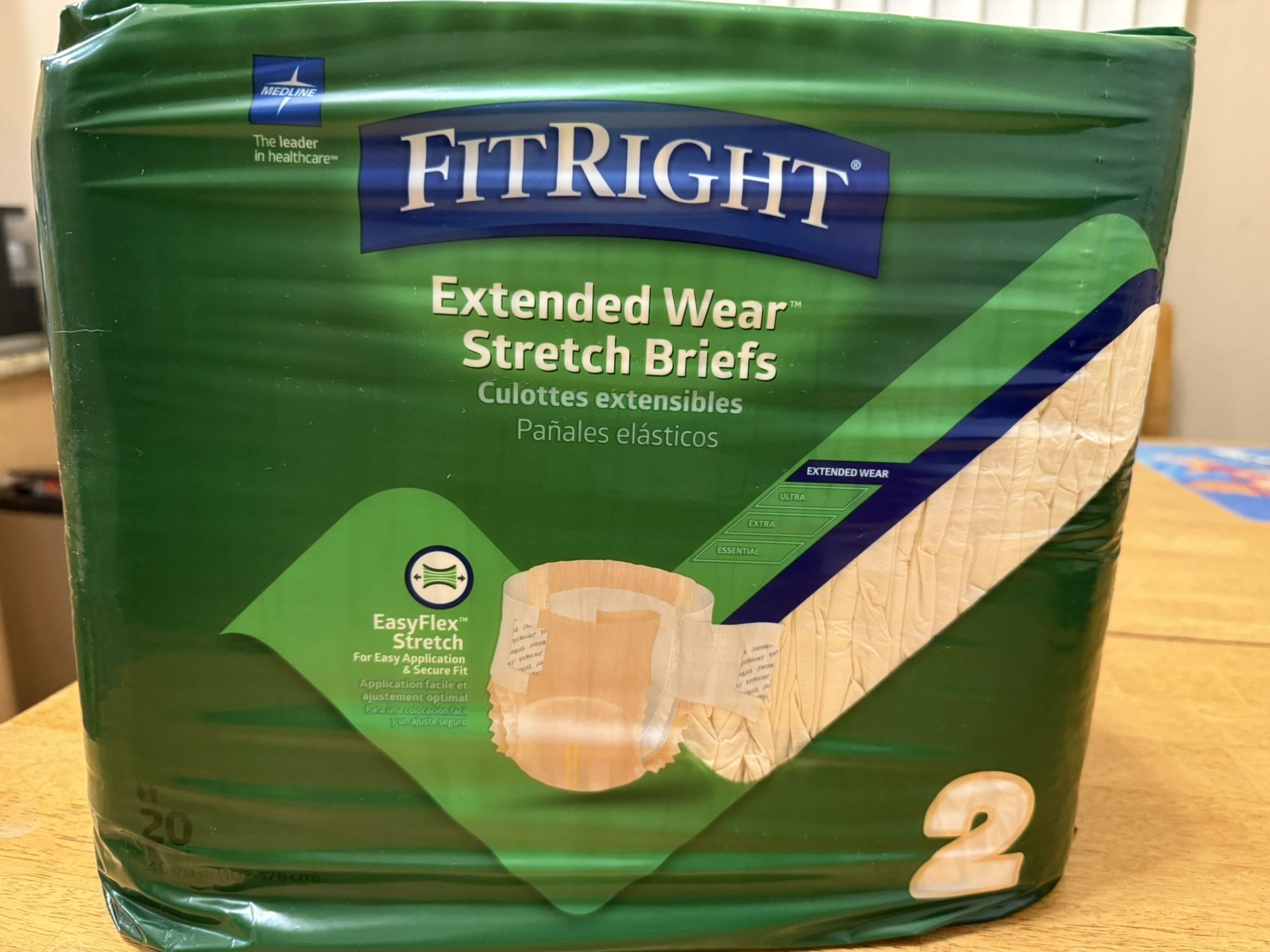 Medline FitRight Stretch Extra Adult Diapers, Disposable Incontinence Briefs with Tabs, Moderate Absorbency, Large / X-Large, 51"-70", 4 packs of 20 (