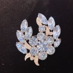 Vintage signed Eisenberg Blue Rhinestone Brooch
