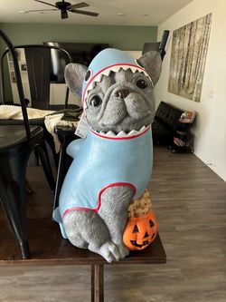 French Bulldog in Shark Costume Halloween Statue