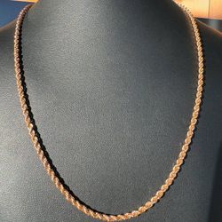 10k solid Rose Gold Rope 22” Chain necklace 15.4 grams 3.5mm