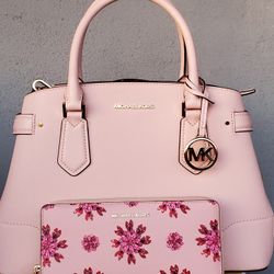 Michael Kors Large Baby Pink Satchel And Large Wallet 