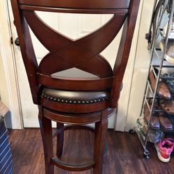 Swivel Bar Stools- Wood & Leather