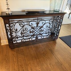 Elegant Wrought Iron & Stone Top Console Table (for sale)