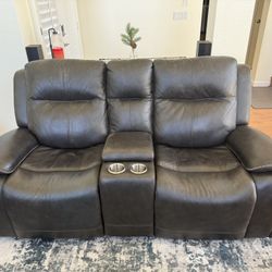 FLEXSTEEL Leather Loveseat Reclining Sofa