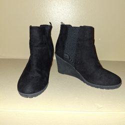 Black Wedge Booties