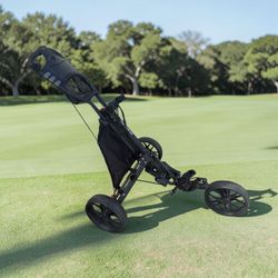 CaddyTek CaddyLite EZ 3-Wheel Golf Push Cart - Black Excellent Condition! Folds up very compact