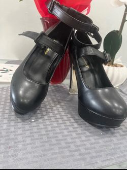 Black Mary Jane style high heels