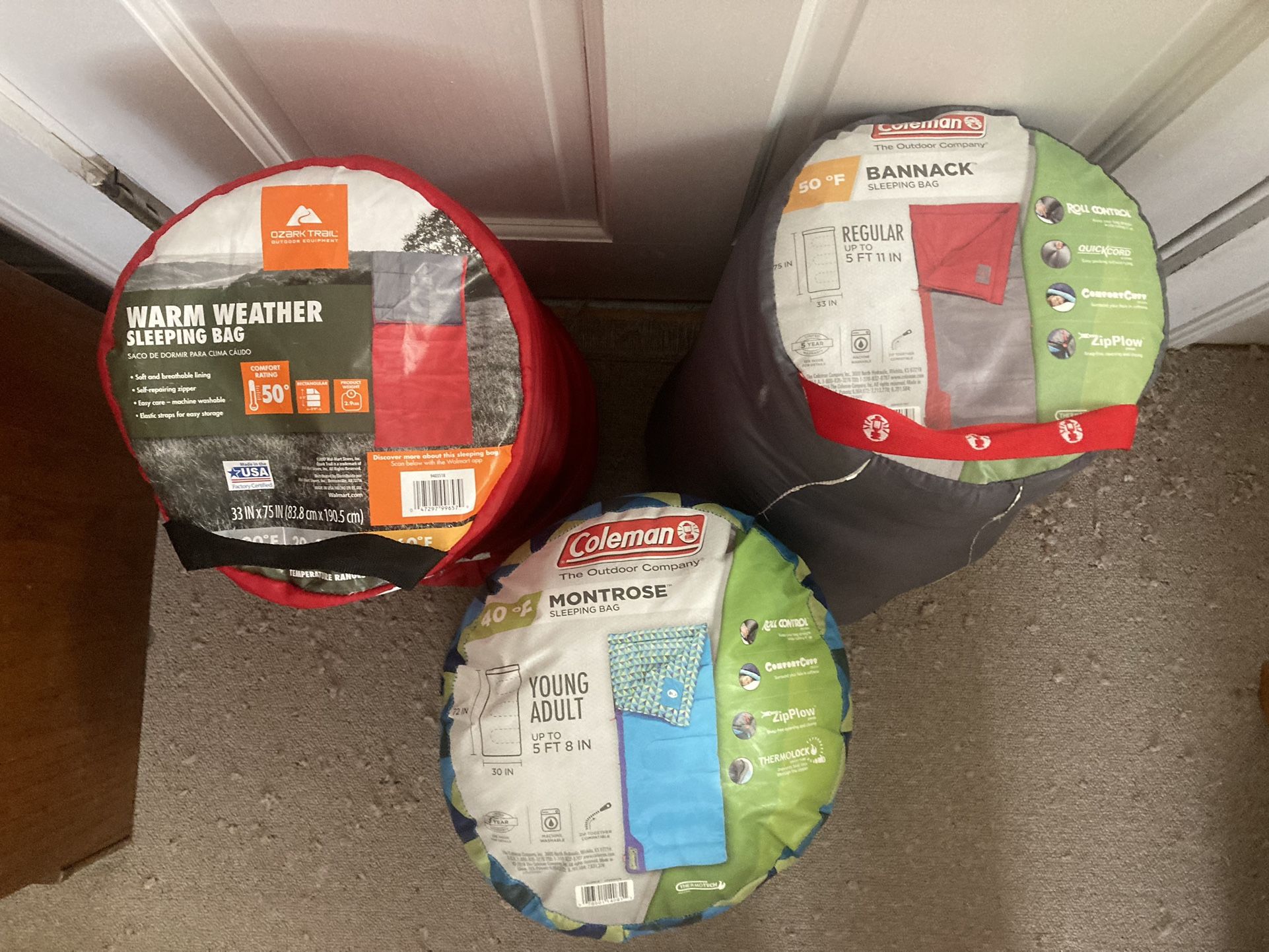 (3) SLEEPING BAGS. $20 Each 3/$50